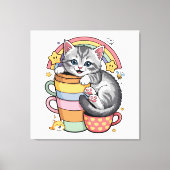 Pastel Pootjes & Regenboogslokjes Canvas Afdruk (Voorkant)