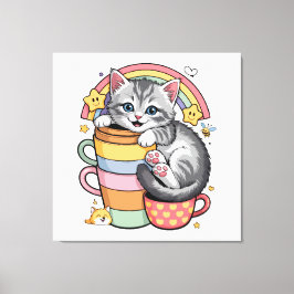 Pastel Pootjes & Regenboogslokjes Canvas Afdruk