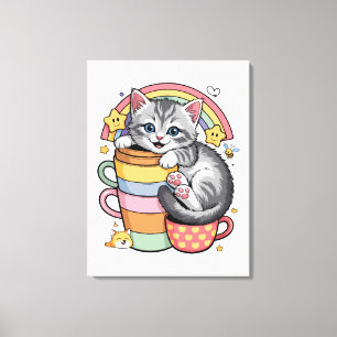Pastel Pootjes & Regenboogslokjes Canvas Afdruk