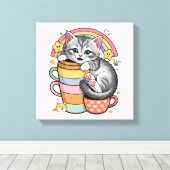 Pastel Pootjes & Regenboogslokjes Canvas Afdruk (Insitu (Houten vloer))