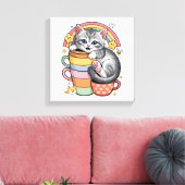 Pastel Pootjes & Regenboogslokjes Canvas Afdruk (Insitu (Woonkamer))