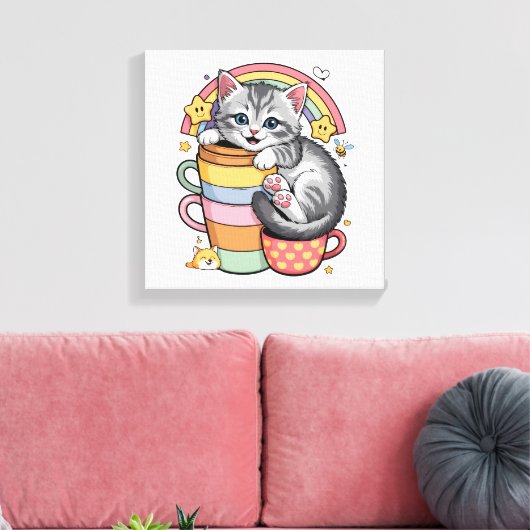 Pastel Pootjes & Regenboogslokjes Canvas Afdruk (Insitu (Woonkamer))