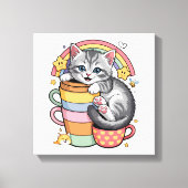 Pastel Pootjes & Regenboogslokjes Canvas Afdruk (Voorkant)