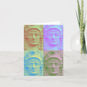Pastel Pop Art Deco stenen hoofd beeldhouwwerk not Kaart