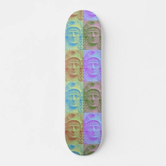 Pastel Pop Art Deco Stone Head skateboard Decaan (Voorkant)