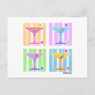 PASTEL POP ART MARTINIS BRIEFKAART