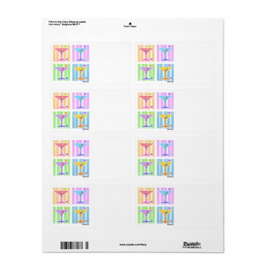 PASTEL POP ART MARTINIS ETIKET (Full Sheet)