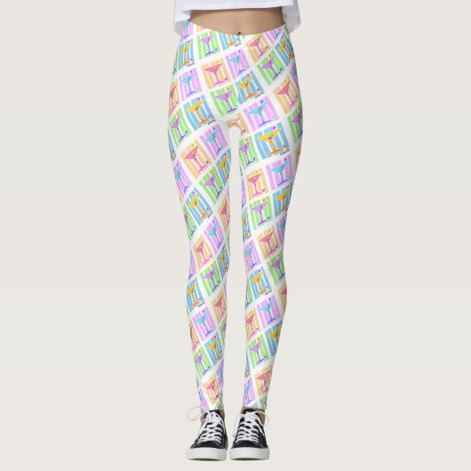 PASTEL POP ART MARTINIS LEGGINGS (Voorkant)