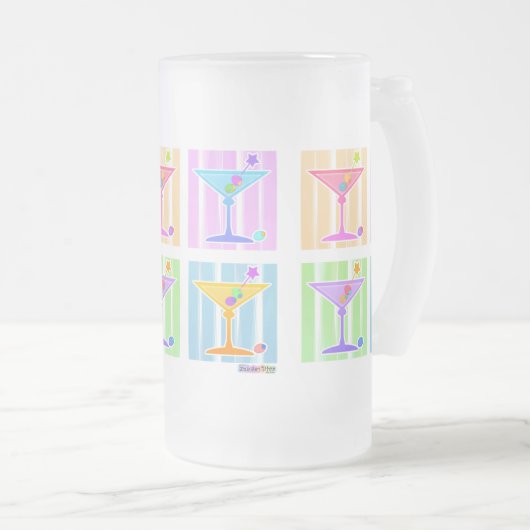 PASTEL POP ART MARTINIS MATGLAS BIERPUL (Voorkant rechts)