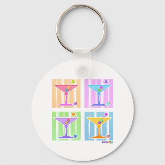 PASTEL POP ART MARTINIS SLEUTELHANGER (Voorkant)
