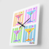 PASTEL POP ART MARTINIS VIERKANTE KLOK (Hoek)