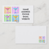 PASTEL POP ART MARTINIS VISITEKAARTJE (Voorkant / Achterkant)
