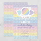 Pastel Pop it Birthday Party Invitation Kaart (Voorkant / Achterkant)