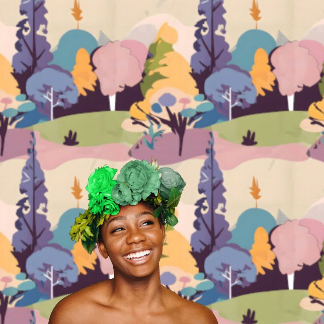 Pastel Pop Kunst Abstracte Tuin, Bomen Peel & Stic Behang (Creator heeft geüpload)