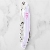 Pastel Pop Strand Streep Kleine Initialen Monogram Kurkentrekker (Voorkant)