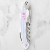 Pastel Pop Strand Streep Kleine Initialen Monogram Kurkentrekker (Achterkant)