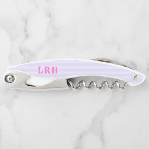 Pastel Pop Strand Streep Kleine Initialen Monogram Kurkentrekker