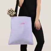 Pastel Pop Streep Klassieke Monogram Initialen Tote Bag (Dichtbij)