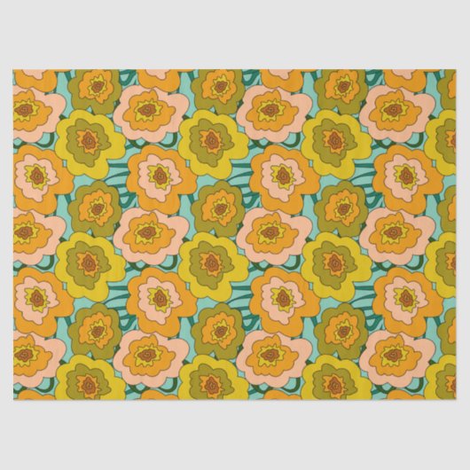 Pastel Poppies Tissue Wrapping Paper Tissuepapier (Voorkant)