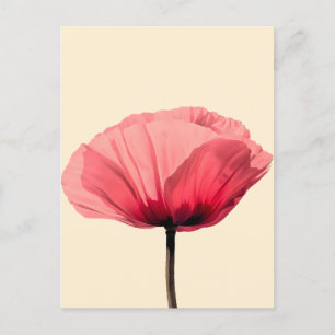 Pastel Poppy Bloom Minimalisme Feestdagenkaart