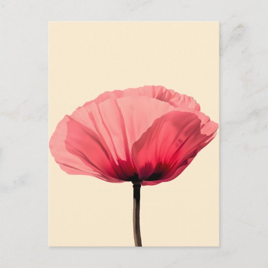 Pastel Poppy Bloom Minimalisme Feestdagenkaart (Voorkant)