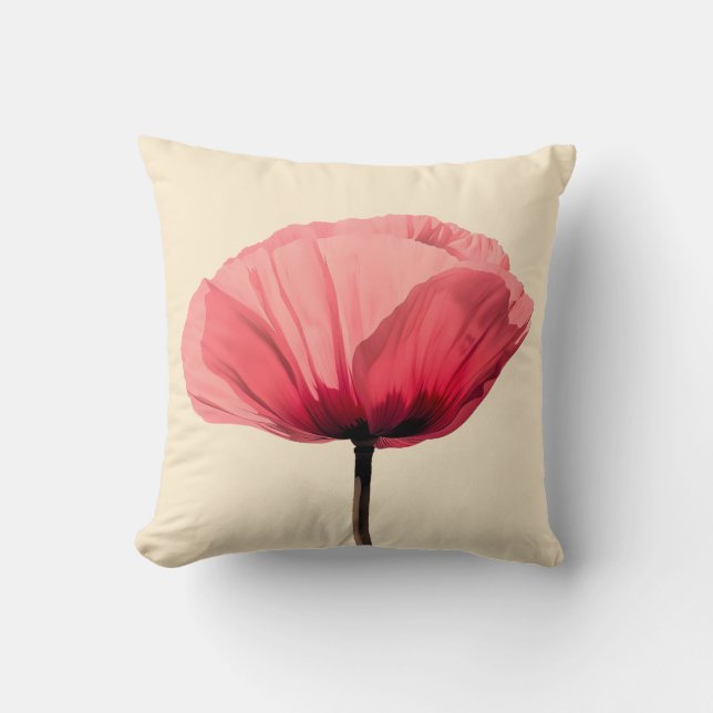 Pastel Poppy Bloom Minimalisme Kussen (Voorkant)