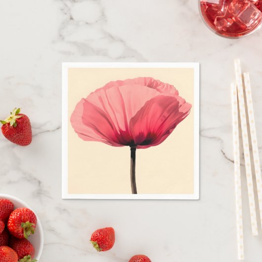 Pastel Poppy Bloom Minimalisme Servet (Insitu)