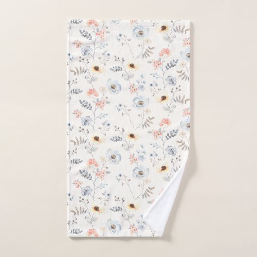 Pastel Poppy Floral Garden Pattern Bad Handdoek (Handdoek)