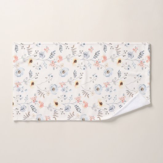 Pastel Poppy Floral Garden Pattern Bad Handdoek (Handdoek)