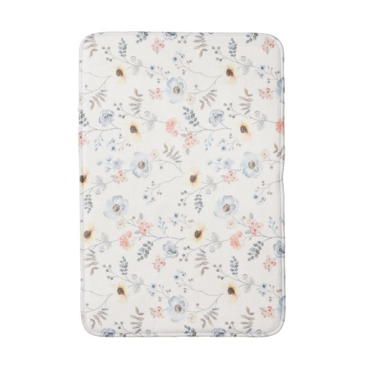 Pastel Poppy Floral Garden Pattern Badmat (Voorkant Verticaal)
