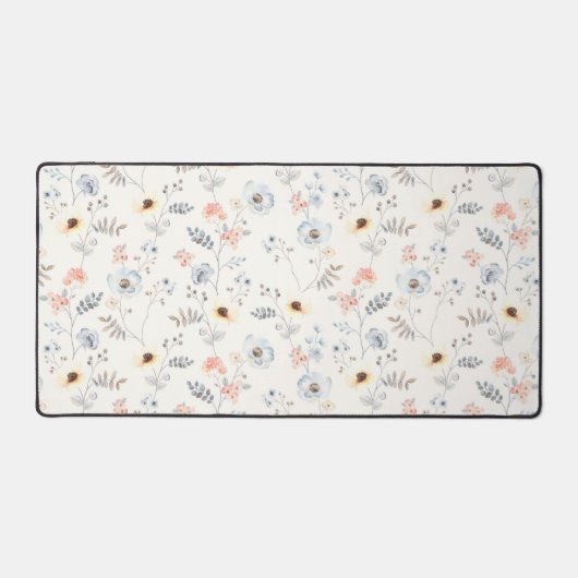 Pastel Poppy Floral Garden Pattern Bureaumat (Voorkant)