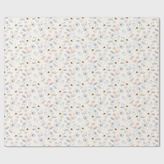 Pastel Poppy Floral Garden Pattern Cadeaupapier (Vlak)