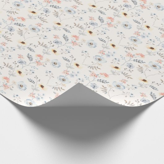 Pastel Poppy Floral Garden Pattern Cadeaupapier (Hoek)