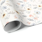 Pastel Poppy Floral Garden Pattern Cadeaupapier (Rol Hoek)