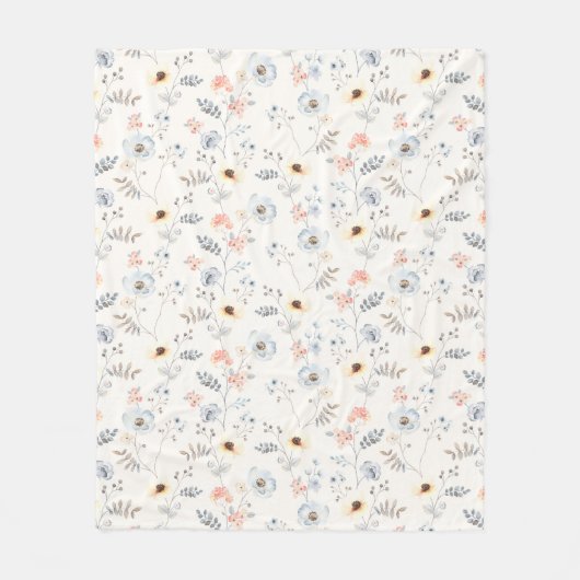 Pastel Poppy Floral Garden Pattern Fleece Deken (Voorkant)