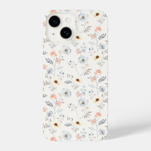Pastel Poppy Floral Garden Pattern iPhone Hoesje (Achterkant)