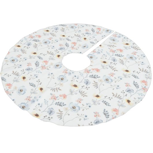 Pastel Poppy Floral Garden Pattern Kerstboom Rok (Gekanteld)