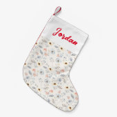 Pastel Poppy Floral Garden Pattern Kleine Kerstsok (Voorkant (Hangend))
