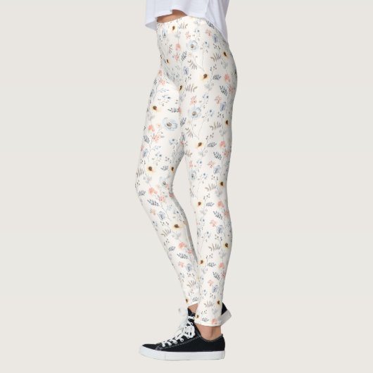 Pastel Poppy Floral Garden Pattern Leggings (Links)