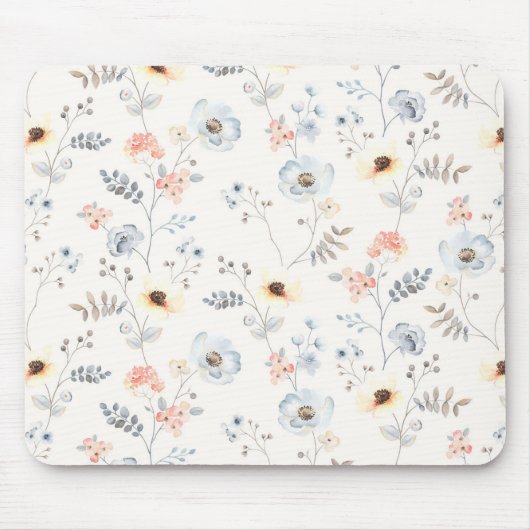 Pastel Poppy Floral Garden Pattern Muismat (Voorkant)