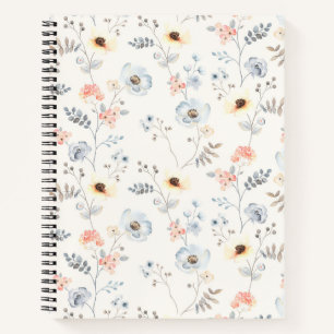 Pastel Poppy Floral Garden Pattern Notitieboek