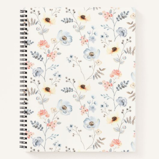 Pastel Poppy Floral Garden Pattern Notitieboek (Voorkant)