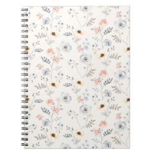 Pastel Poppy Floral Garden Pattern Notitieboek