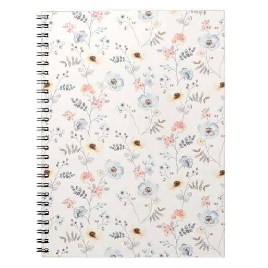 Pastel Poppy Floral Garden Pattern Notitieboek (Voorkant)