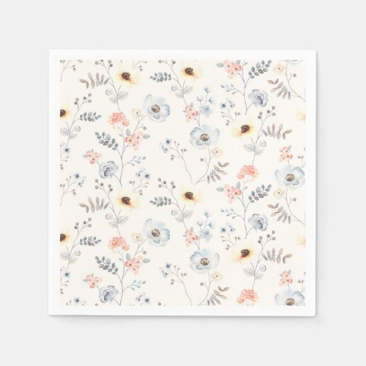 Pastel Poppy Floral Garden Pattern Servet (Voorkant)