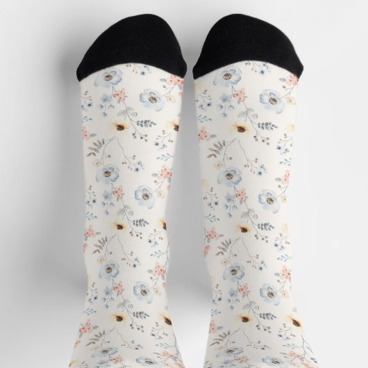 Pastel Poppy Floral Garden Pattern Sokken (Top)