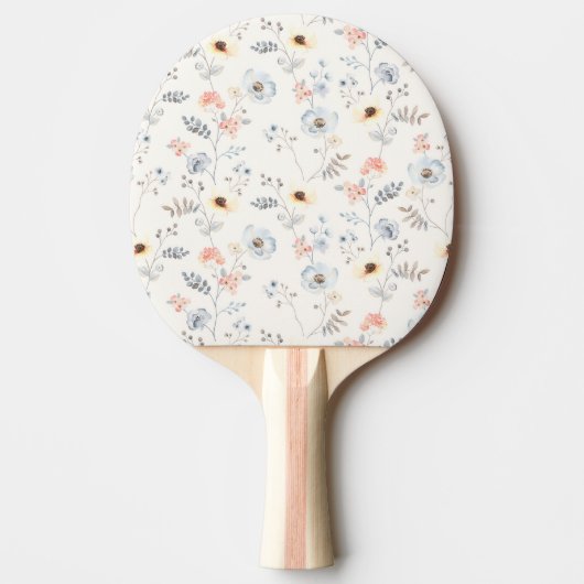 Pastel Poppy Floral Garden Pattern Tafeltennisbatje (Voorkant)