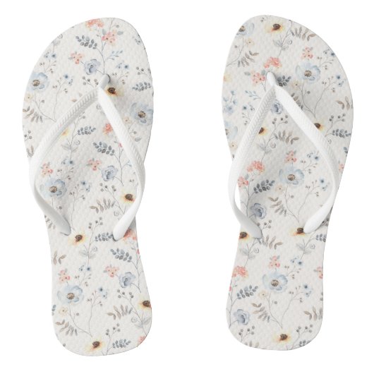 Pastel Poppy Floral Garden Pattern Teenslippers (Voetbed)
