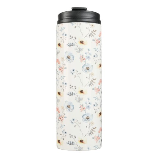 Pastel Poppy Floral Garden Pattern Thermosbeker (Voorkant)