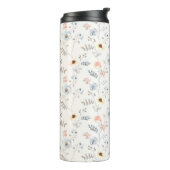 Pastel Poppy Floral Garden Pattern Thermosbeker (Gedraaid links)